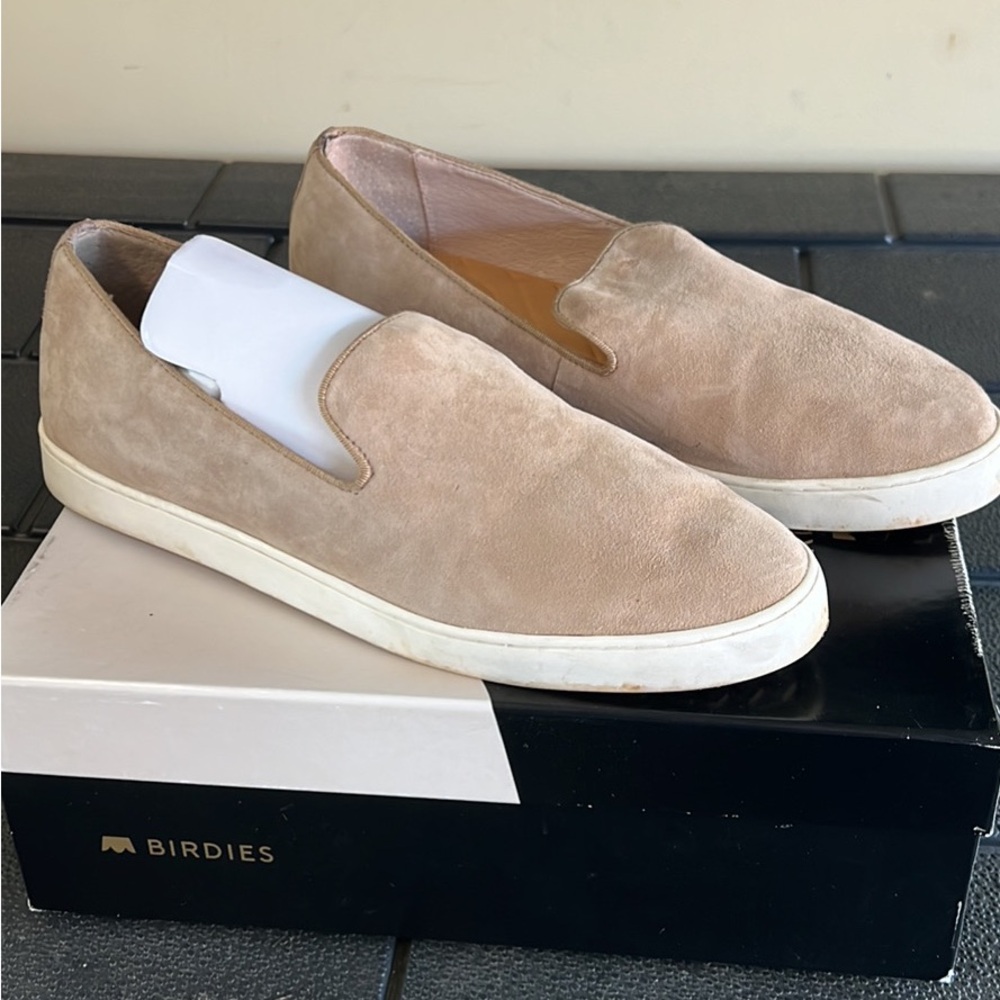 Birdies Beige Suede Women’s Slip-On Shoes